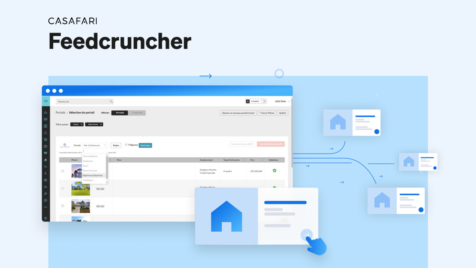 Feedcruncher, le produit de CASAFARI pour exporter les annonces immobilières vers plusieurs portails immobiliers à la fois