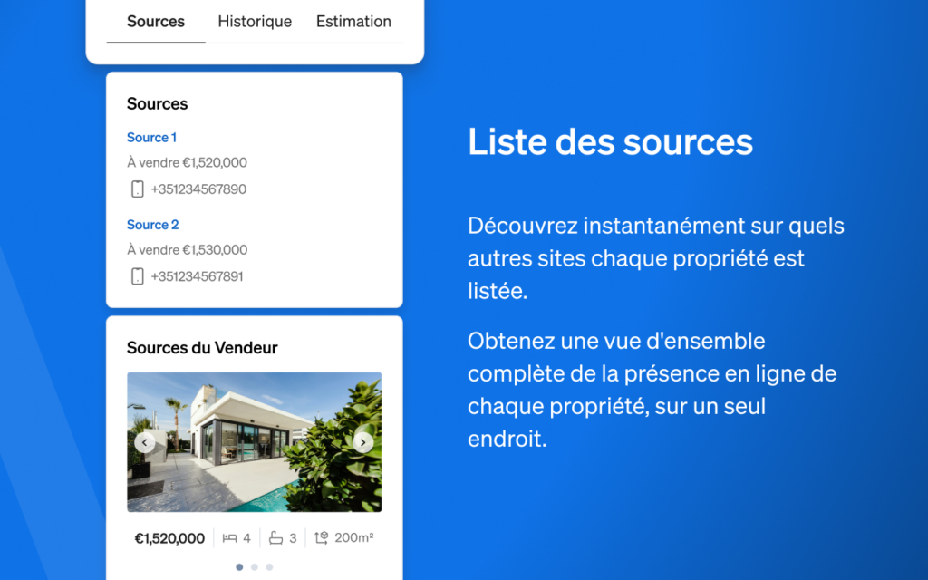 Liste des sources vues dans l'extension Chrome CASAFARI AI