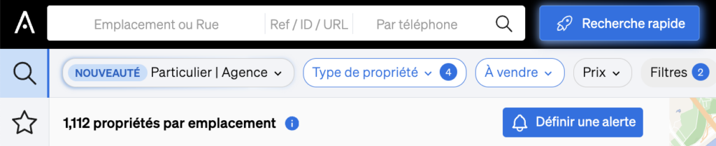 Recherche rapide dans CASAFARI, optimisée par l'IA.